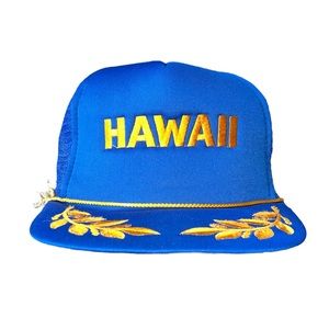 Hawaii Trucker Hat Cap Gold Leaf Brim Rope Snap Back🦎🌵